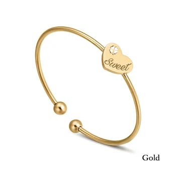 

Lemegeton Love Heart Open Bangle Customized Name Bracelets For Women Jewelry Bangle Girlfriend Gift