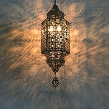 

Retro Moroccan Hollowed Carved Pendant Lights Handmade Living Bedroom Restaurant Hanging Lamps Cafe Hotel Fixtures YHJ020313