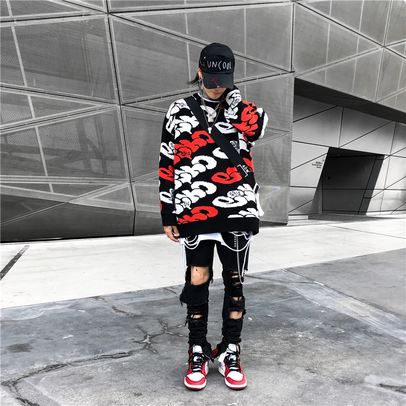 Pull Homme повседневный мужской свитер с круглым вырезом и принтом