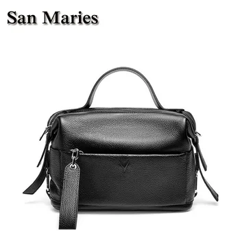 

San Maries Soft Cow Leather Ladies HandBags Women Messenger Bags Totes Designer Crossbody Shoulder Bag Boston Hand Bags Hot Sale
