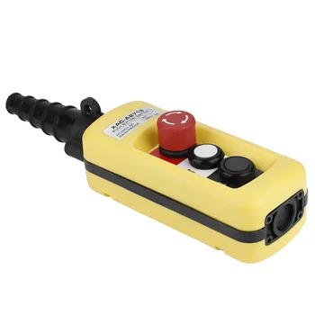 

Crane Chain Hoist Push Button Switch Lifting Pendant Controller With Emergency Stop 2-Button Driving Control Switch