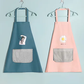 

With Pocket Cartoon Apron Polyester Anti-fouling Halter Design Waterproof Kitchen Aprons With Wipe Hands/No Wiping Hands