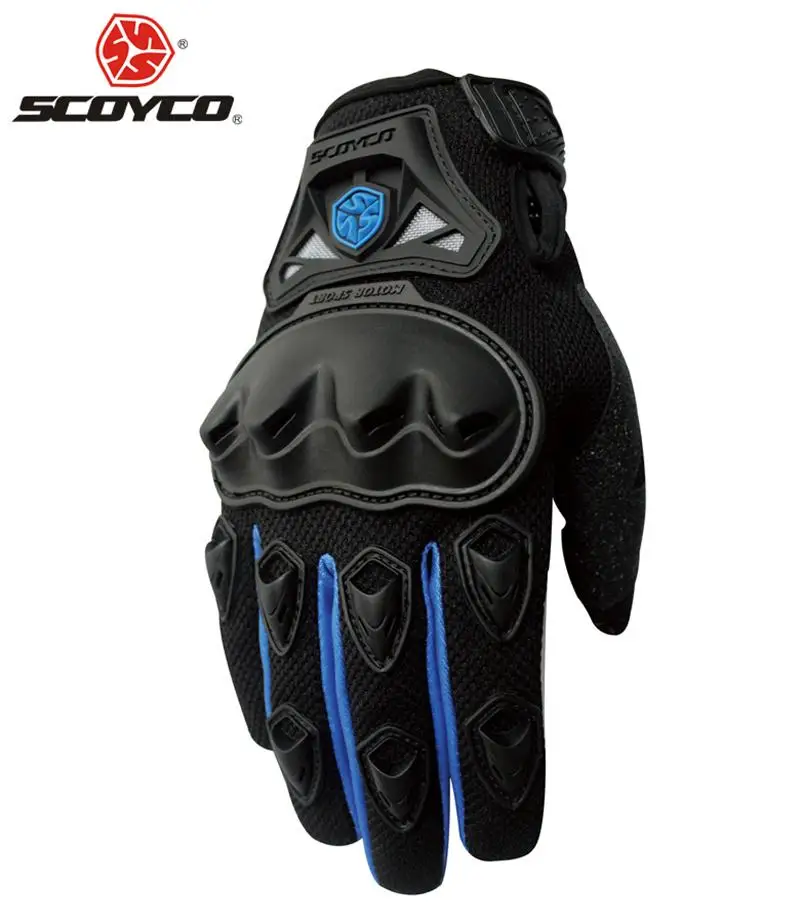 SCOYCO мотоциклетные перчатки летние дышащие Guantes Moto Перчатки сенсорные Мотоциклетные Перчатки мотокросса внедорожные гоночные перчатки - Цвет: MC29 Blue