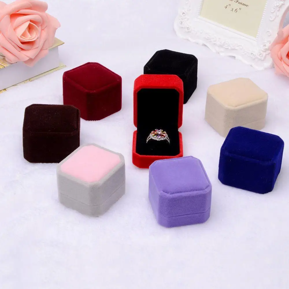 Wholesale Engagement Velvet Earring Ring Packaging Box Jewelry Organizer Valentine's Day Gift Ring Display Holder Storage Box