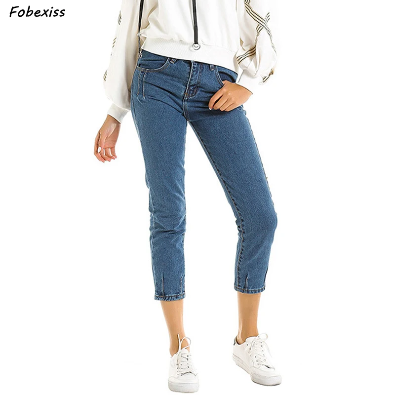 

Women Jeans Boyfriends High Waist Mom Jeans Gothic Blue Streetwear Denim Wide Leg Harem Pants Jeans Femme Grande Taille Femme