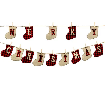 

Merry Christmas Banner Xmas Letter Garland Christmas Stocking Hanging Decor Flag Ornaments Christmas Pendant Happy New Year 2021