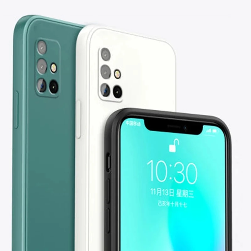 Luxury Original Square Soft Liquid Silicone Phone Case For Samsung Galaxy S21 Ultra S20 FE S10 Plus S9 S8 Note 20 10 9 8 Cover