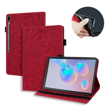 

Fashion Leather Tablet Case for Samsung 10.5 T860 Tab S6 Case Flip Embossed Flower Card Slot Stand Cover for Samsung Tab S6 Lite