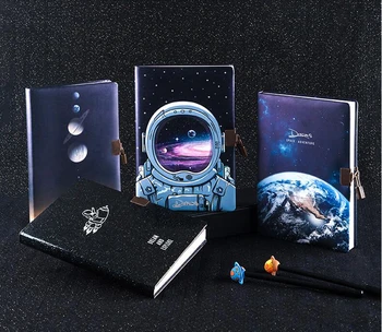

2pcs*PU leather Notebook Diary Handbook With Lock Boys Children Notepad School Stationery gift