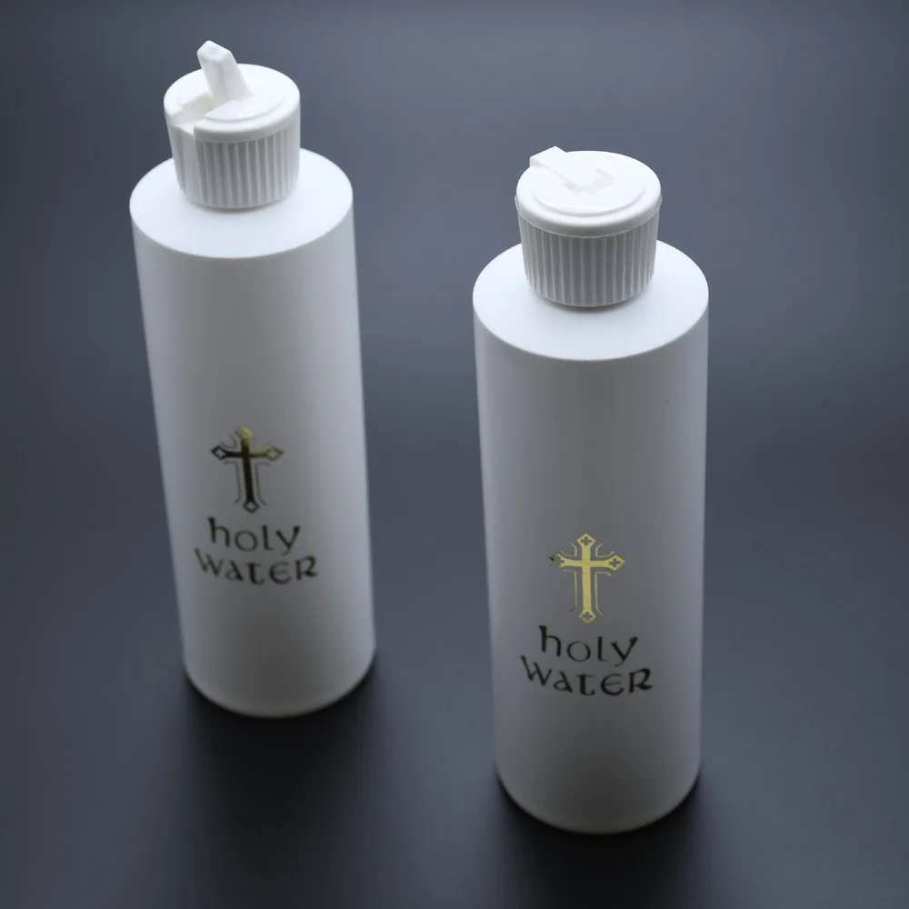 Description Picture 2 of item1PC 250Ml Refillable Holy Water Bottle Gold Cross Plastic Holy Water Container with Screw Lid Christian Easter Church Supplies