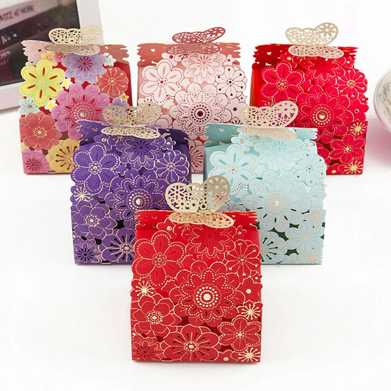 

10pcs US Style Hollow Candy Cake Box 11cmx9cmx6cmButterfly Gift Box Wedding Birthday Party Candy Boxes Decor