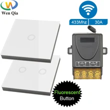 Interruptor de pared inteligente con Sensor táctil, dispositivo inalámbrico de 86x86, AC220V, 30A, 1/2/3 entradas, Control remoto, encendido y apagado, para ventilador, bomba, calentador y lámpara