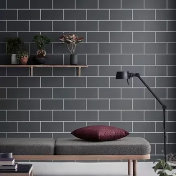 

Brick Pattern Wallpaper 3d Modern Vintage Cafe Decration Vinyl PVC Moisture Proof Self-adhesive Home Decor Black Wallpaper Roll