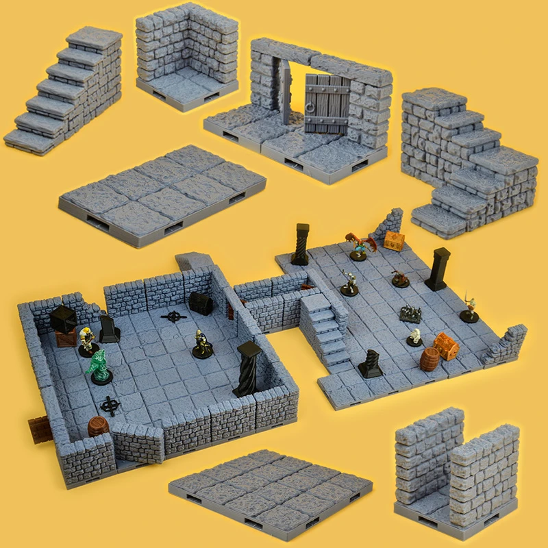 Trpg Lock Dungeons Expansion Pub Town Building Set Miniature Game Wooden Floor Wall Window Door Pillar Npc 3d Models Action Figures Aliexpress