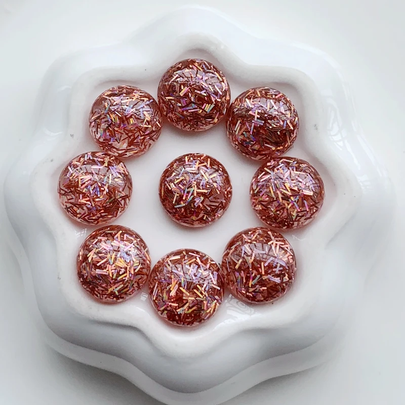 12mm Resin Shiny Colorful Round Flat Back Rhinestone Ornaments DIY Wedding Appliques Craft 60pcs-HE09