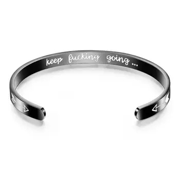 

OPK high grade women's bracelet titanium steel double arrow Bracelet keep kicking going C shape inspirational openended Bracelet