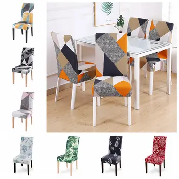 

1/2/4/6Pcs Geometric Spandex Chair Cover Stretch Elastic Slipcovers Chair Seat Covers For Dining Room Kitchen Wedding Banquet