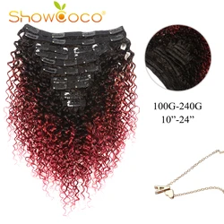 Clip In Hair Extensions Human Hair Curly Natural T1B/Bug Machine-made Remy Hair Clip In 10-24 Inch ShowCoco Clip In Extensions
