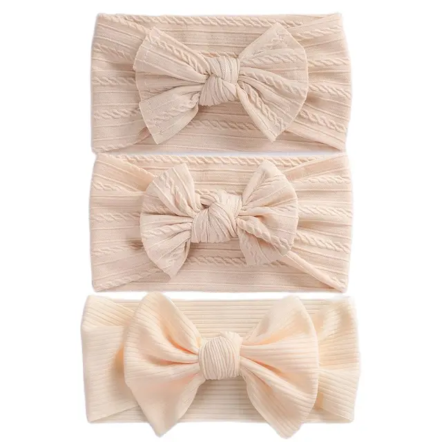 3Pcs/Lot Baby Headband Sets Bow Baby Girl Nylon Headbands Twist Cable Soft Knot Turban Kids Headwear Baby Accessories Haarband 26