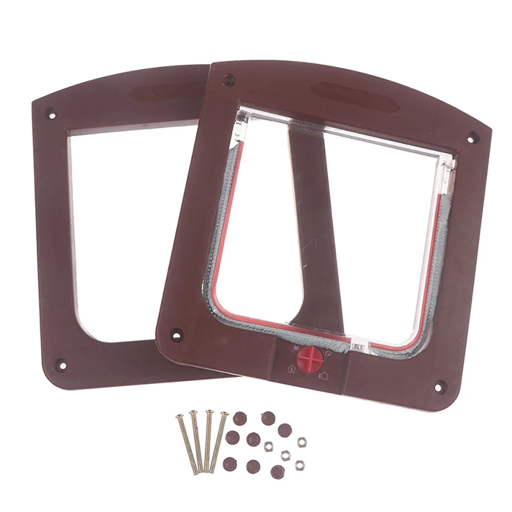 Lockable Dog Cat Kitten Door Security Flap Door Plastic Animal Small Pet Cat Dog Gate Pet Supplies