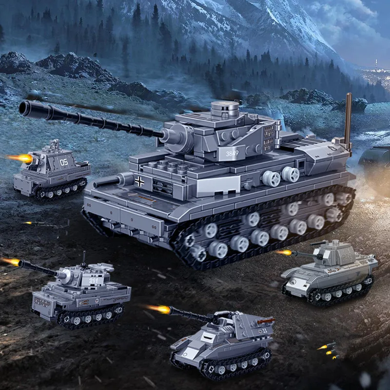 

836Pcs Large Panzerkampfwagen IV Tank Building Blocks Sets Military Army WW2 LegoINGLs Bricks Toys for Children Christmas Gifts