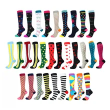 Компрессионные носки унисекс до колена/длинные носки с принтом Повседневная беговая Обувь Аксессуары для путешествий дышащая быстросохнущая