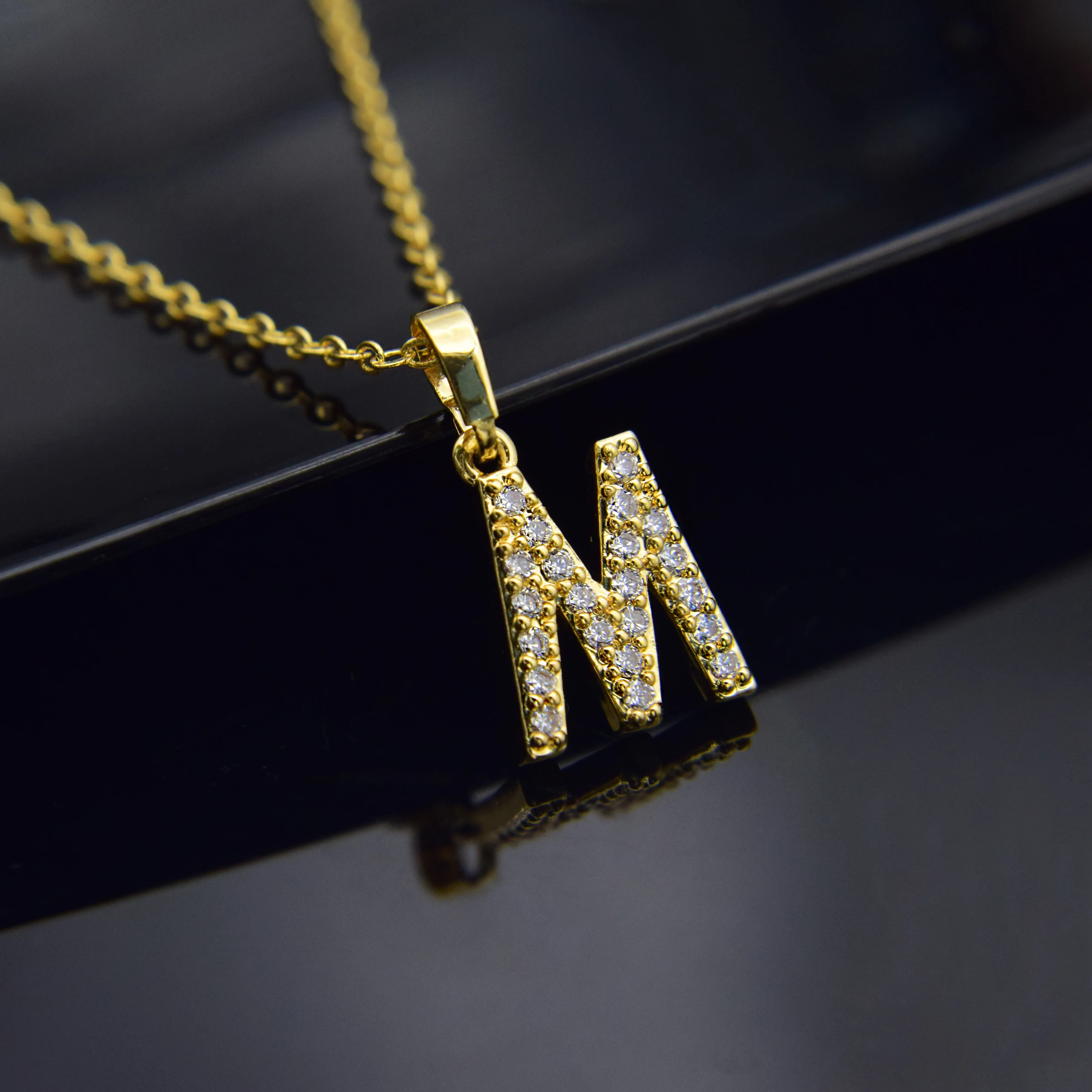 

26 Letter Necklace Cubic Zircon Letter Pendant Gold Silver Mini Charm Gloss A-Z Initial Necklace Girl Jewelry Girlfriend Gift