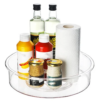 

Round Plastic Clear Rotating Turntable Organization & Storage Container Bins for Cabinet, Pantry, Fridge, Kitchen