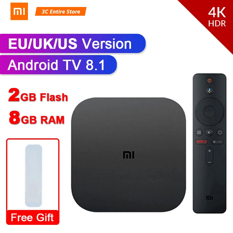  Original Global Version Xiaomi Mi Box S 4 Android 8.1 4K QuadCore Smart TV Box 2GB 8GB HDMI 2.4G 5.