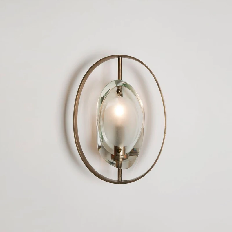 

Postmodern creative hardware living room crystal wall lamp art bedside bedroom study designer model house wall lamp