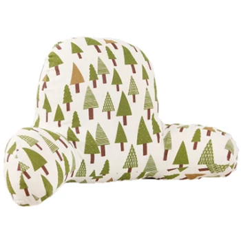 

Home Backrest Cushion Decor Cotton Linen Arm Back Support Sofa Cushion with Washable Leaves Plaid Printed Pillow