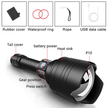 

Super Bright LED Flashlight 18650 Waterproof Outdoor Hiking Torch Light LED Flashlight Flashlight Headlamp Flashlight 18650