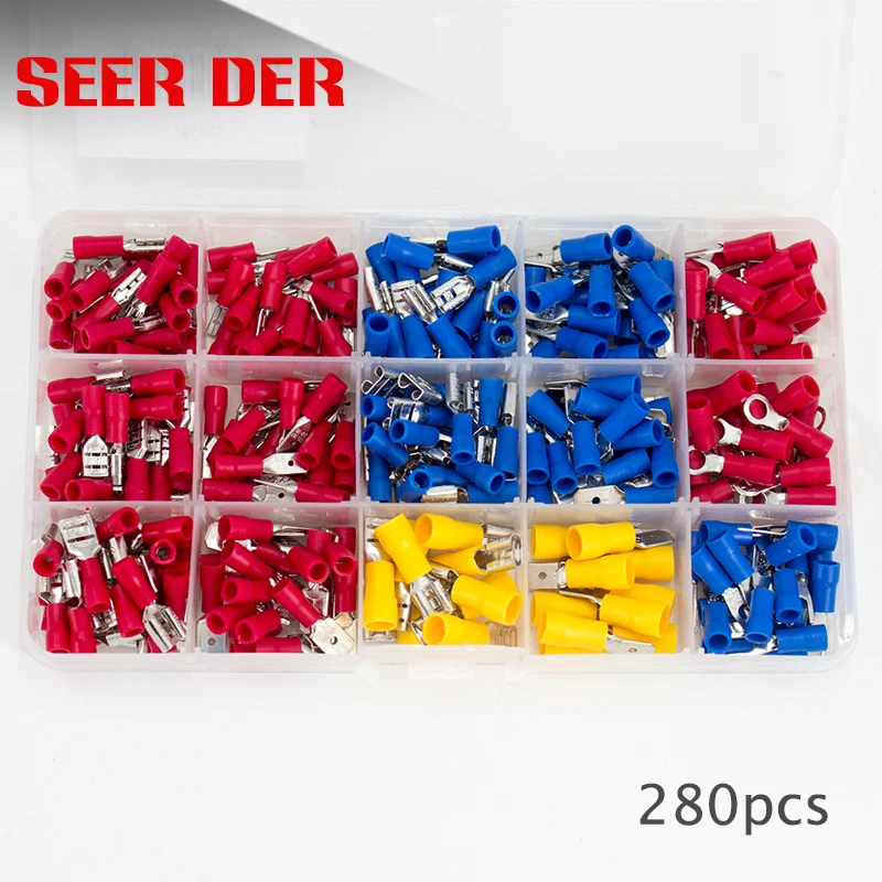 280Pcs Assorted font b Insulated b font Spade font b Crimp b font Terminal Electrical Wire