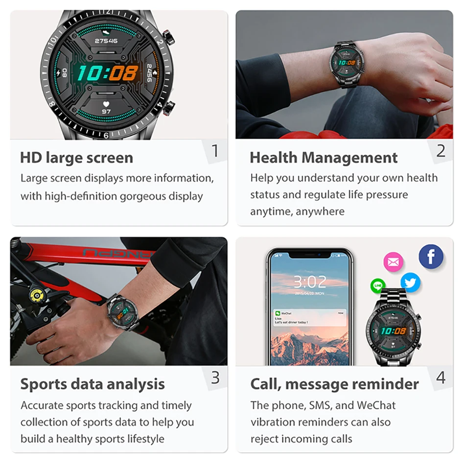2021 New Smart Watches for Men Full Touch Screen Sports Fitness for Samsung ios smartwatch Mens box 2 H6d21368fdd1e410e865333f1ae8dedf85