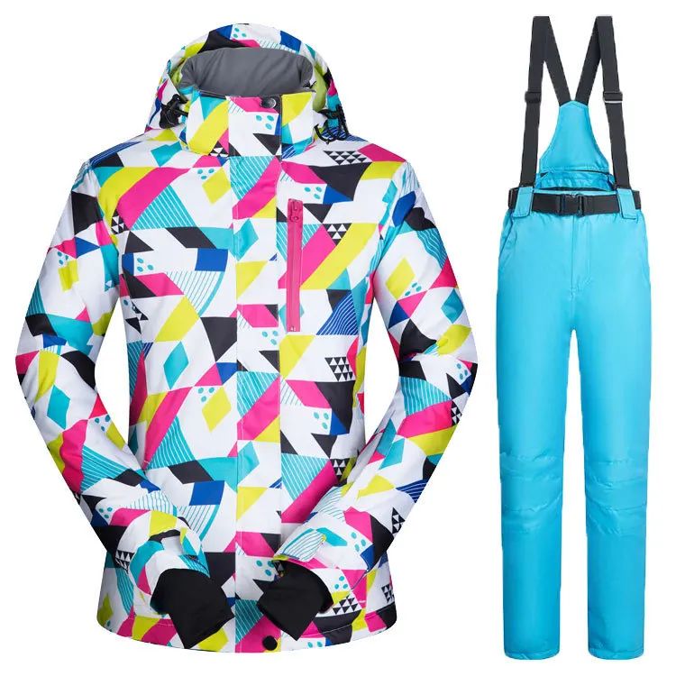 New Winter Ski Sets Jacket Skiing Snowboard Women Snowboarding Jackets Suits Waterproof Windproof Thicken Warm Snow Pants - Color: Color6
