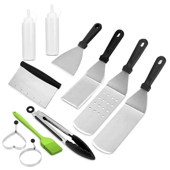 

11PC Griddle Accessories Kit Professional BBQ Cooking Kit Hibachi Grill Accessories Dishwasher Safe Spatulas,Egg