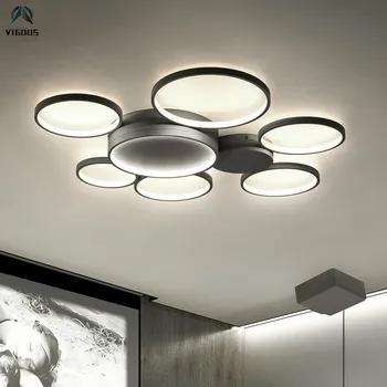 

Modern Ceiling Aluminium Round Circle Dimmable Led Chandelier Remote Control Luminaires Led Ceiling Chandelier Lamparas Fixtures