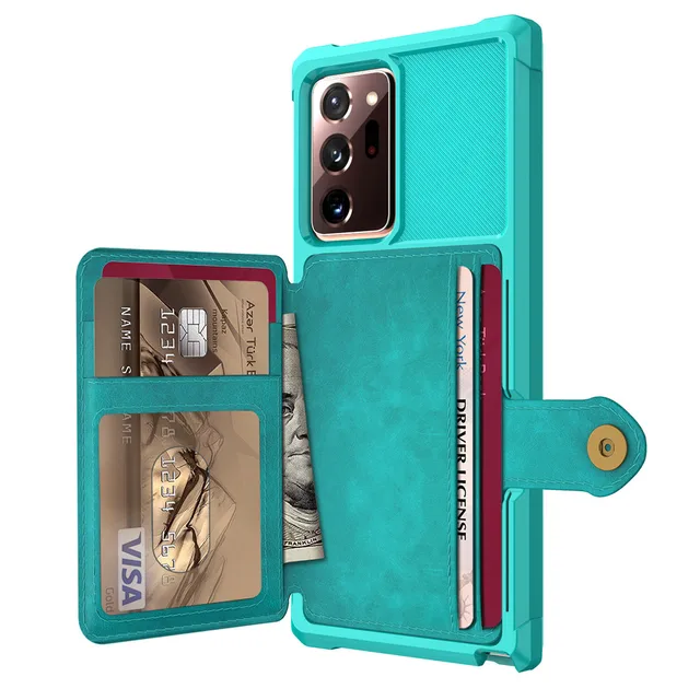 for Samsung Galaxy Note 20 Ultra/Note 20 5G Credit Card Case PU Leather Flip Wallet Cover with Photo Holder Hard Back Cover Green