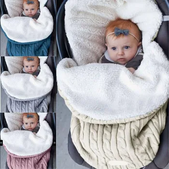 

2020 Thick Baby Swaddle Wrap Knit Envelope Sleeping Bag Newborn Infant Warm Bands Indoor Infant Stroller Sleeping Bag