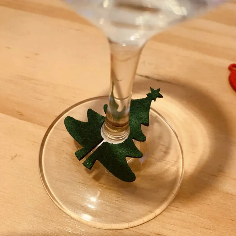 10pcs Christmas Cup Decoration Card Ring Home Decoration Felt Christmas New Year Party Supplies New Year Navidad