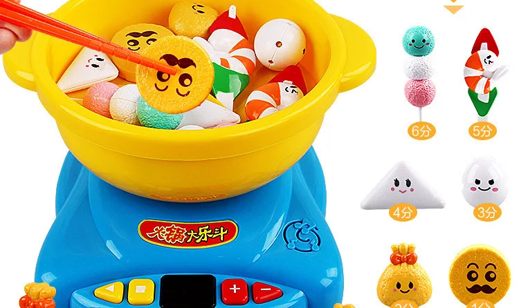 Children Play House Kitchen Hot Pot Fight Parent And Child Interactive Chopsticks Clip Music Set Model Grill Toy