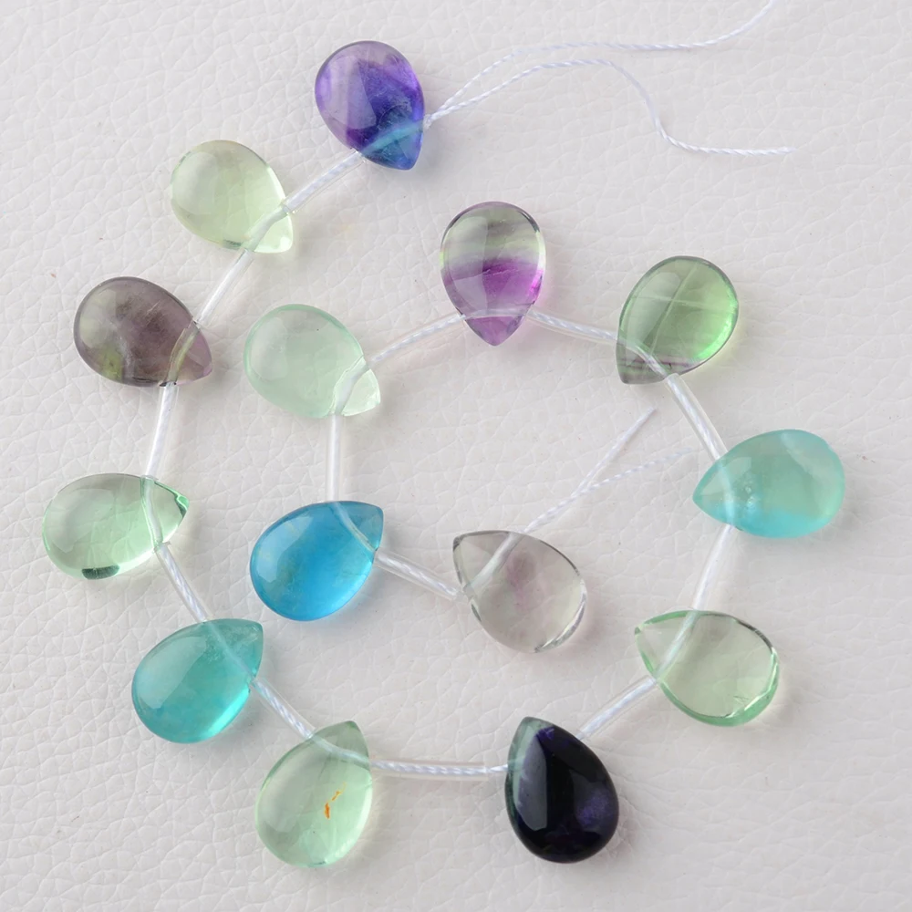 

Natural stone Faceted Water drop shape loose beads Fluorite Crystal string bead 7''