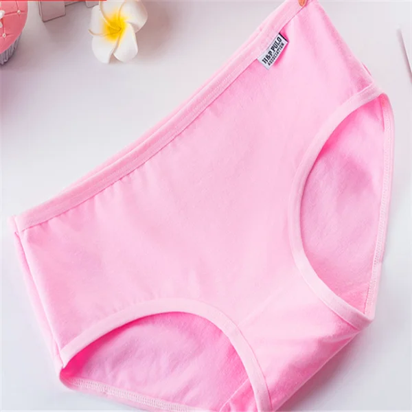 A001-pink Women's underwear, women's cotton student's best-selling pure color candy hip lifting and ventilating briefs A001 - Цвет: A001-pink