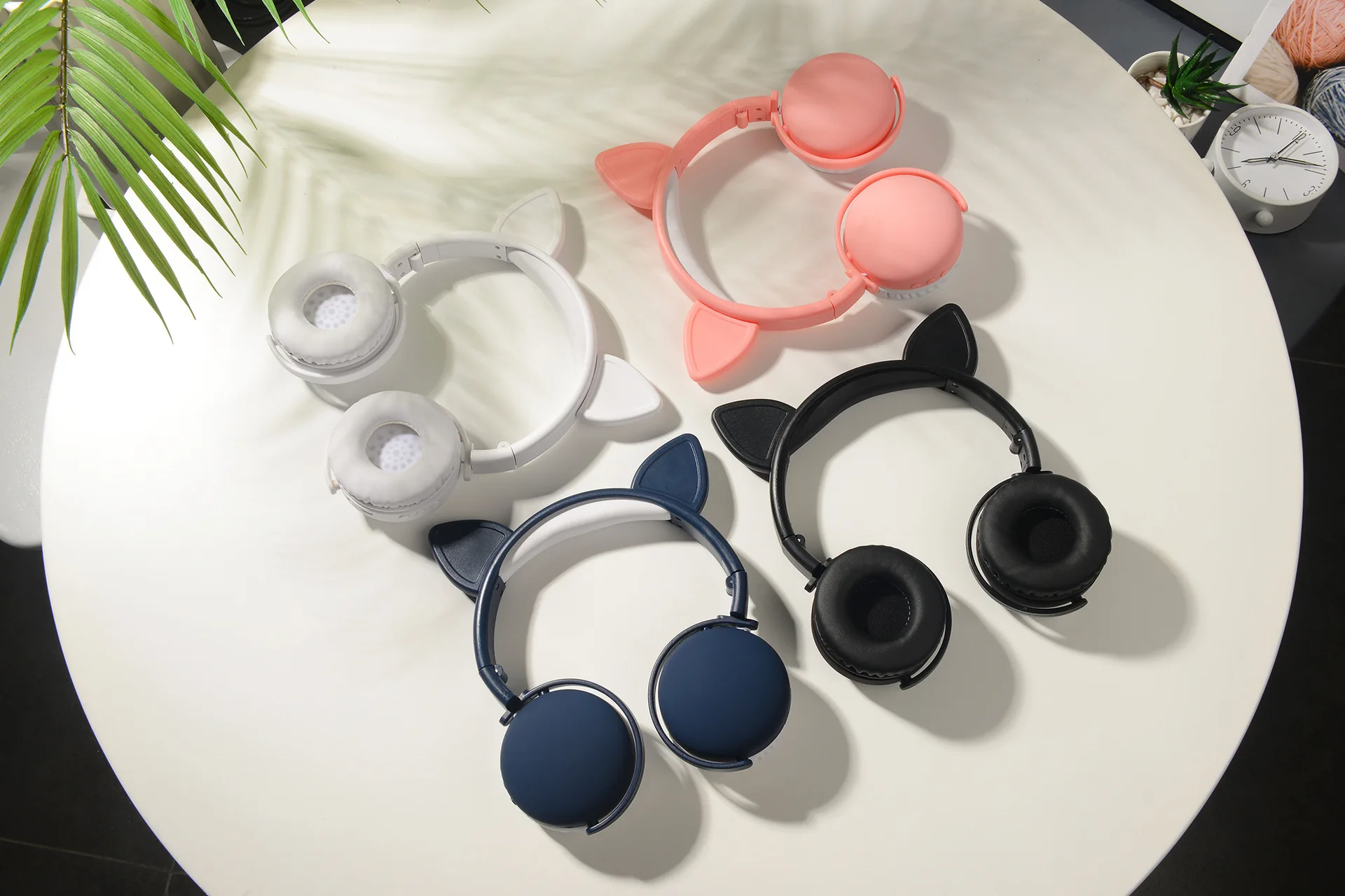 Cat Ear Bluetooth Headphones Kids Gift Foldable Portable Headsets Cute Sports Wireless Bass Headband Girl Pink Headphone