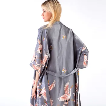 

Print Bridal Wedding Robe Lady Robe Kimono Bathrobe Gown Sexy Intimate Lingerie Nightdress Satin Sleepwear Casual Home Clothes