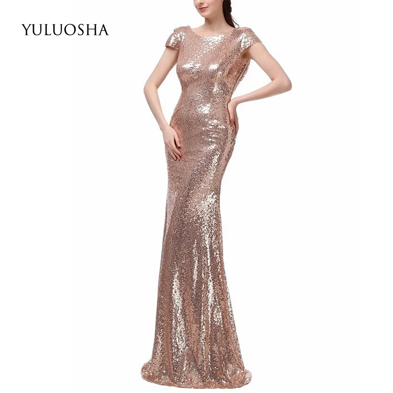YULUOSHA Evening Dress 2020 Sexy Backless O-Neck Party Prom Formal Gowns Long Elegant Slim Vestidos Robe De Soiree | Свадьбы и