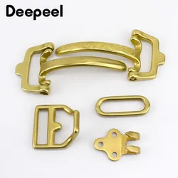 Deepeel1 conjunto = 4 peças fivela de cinto em latão sólido fivela de bolsa de cavalaria fivela diy artesanal de metal para cinto de 38mm acessório de material de hardware