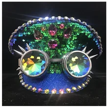 Стимпанк Мужская Женская Новая зеленая полицейская шляпа с металлическими классами для выступлений военная шляпа капитан шляпа для взрослых 3 размера