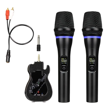 

Bluetooth Speech Dual Handheld Dynamic with Display Wireless Professional UHF Singing Church Rechargeable KTV microphone Set