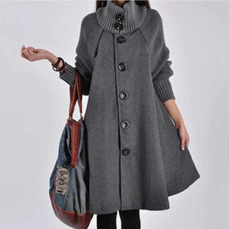 

2019 Female Jackets Overcoat Cloak Windbreaker Loose A-Line Wool Coat Women Autumn Winter Femme Hiver Cape Warm Tweed Manteau